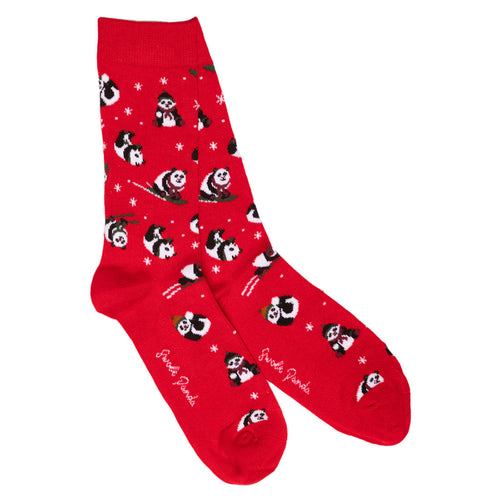 Bamboo Socks – Swole Panda Red Skiing Panda Print Sustainable Socks