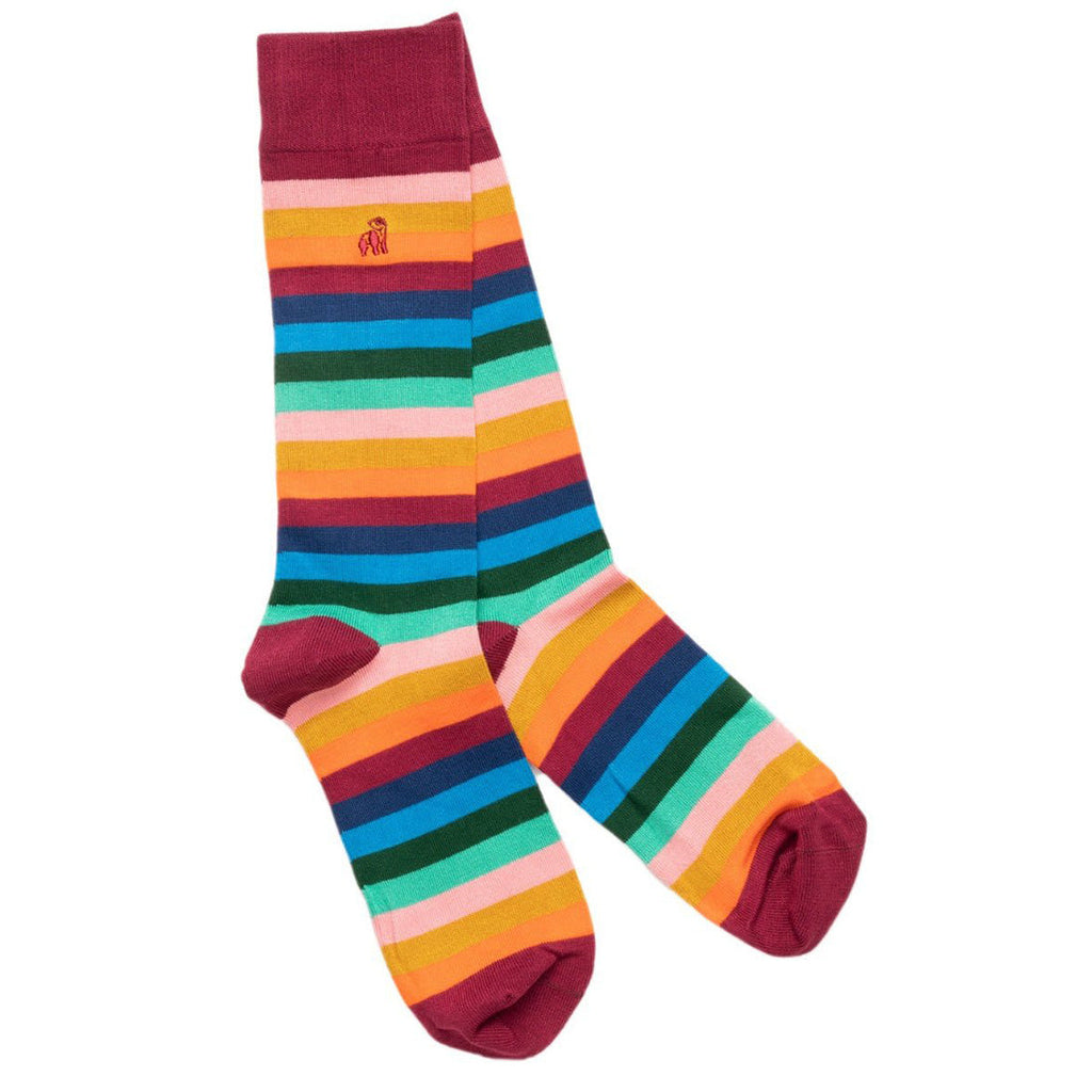 Swole Panda Multi Fine Striped Bamboo Socks – Comfort Cuff Diabetic