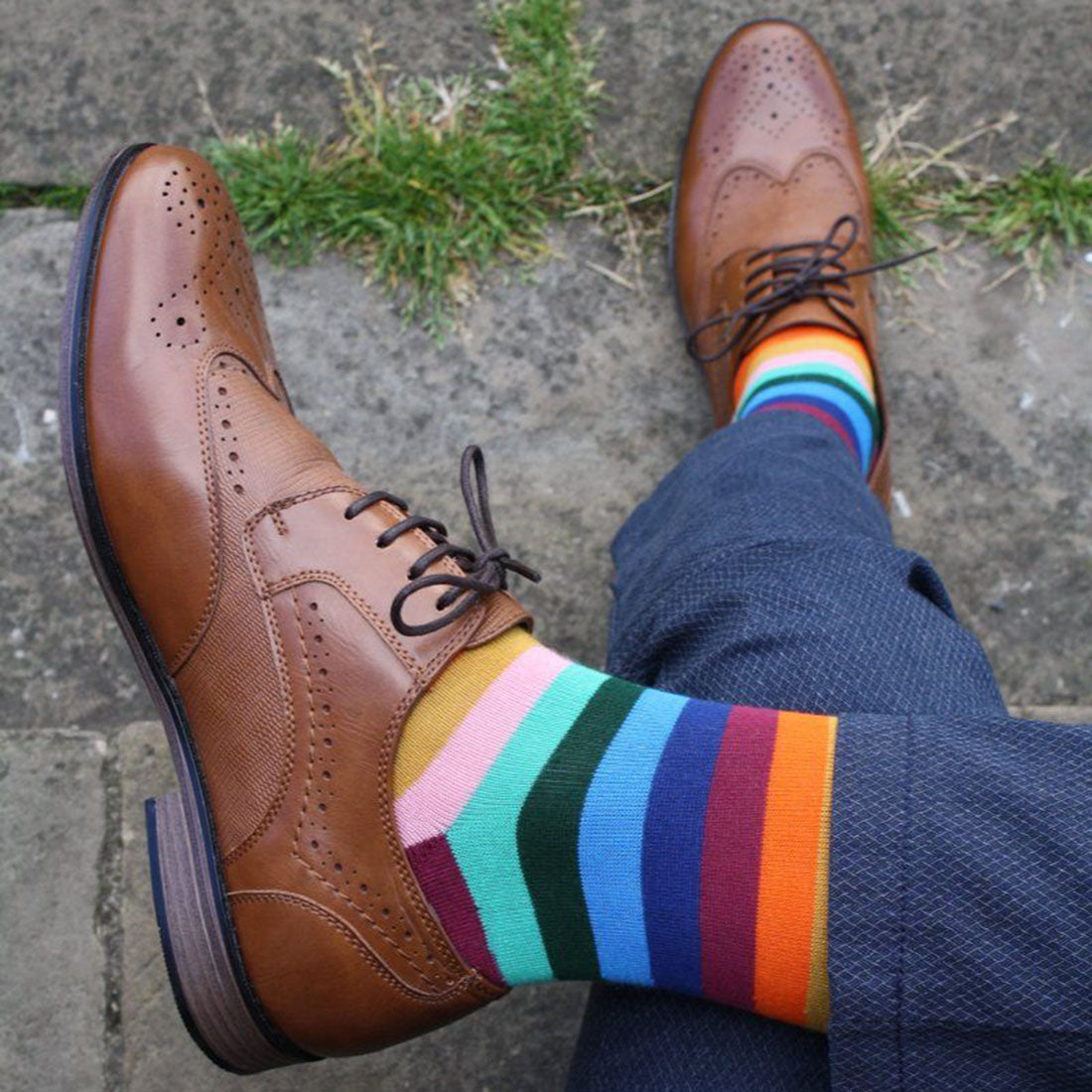 Swole Panda Multi Fine Striped Bamboo Socks – Comfort Cuff Diabetic