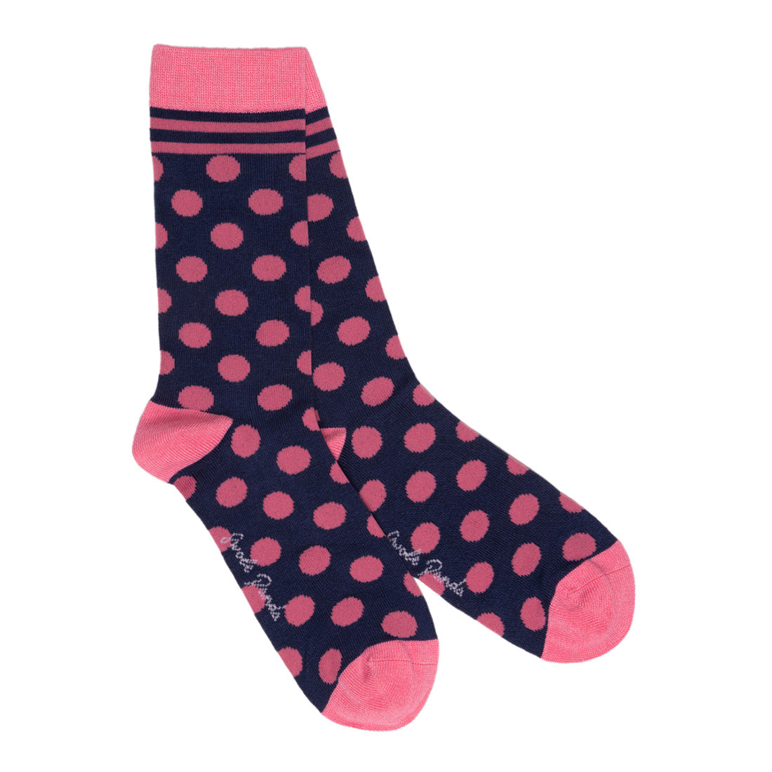 Swole Panda Navy and Pink Polka Dot Bamboo Socks – Soft & Breathable