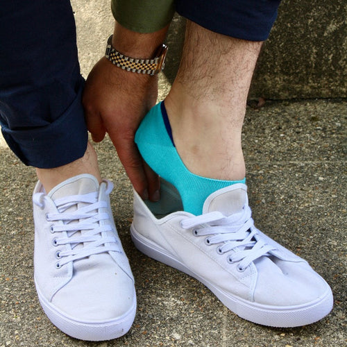 Swole Panda Neon Blue No-Show Bamboo Socks – Breathable Invisible Style