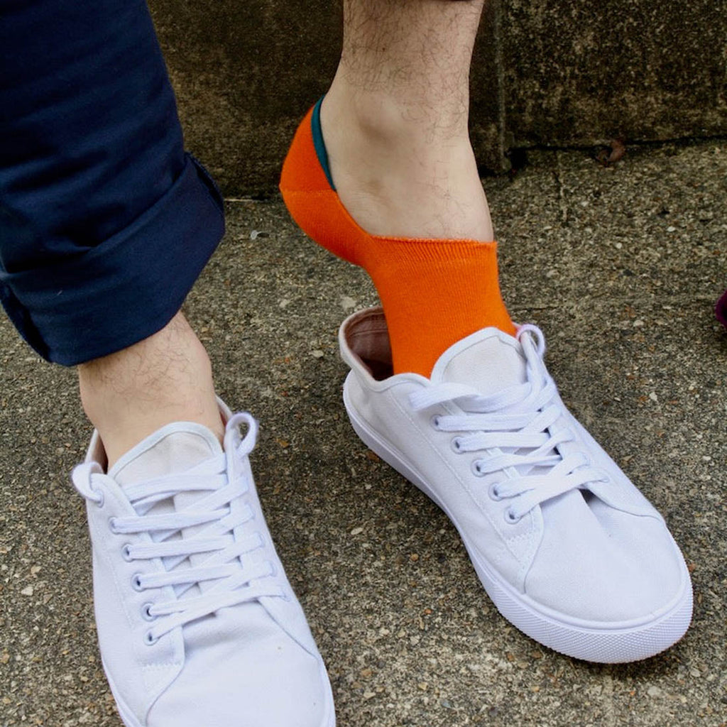 Swole Panda Neon Orange No-Show Bamboo Socks – Breathable & Invisible