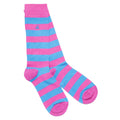 Swole Panda Pink and Blue Striped Bamboo Socks – Breathable and Soft