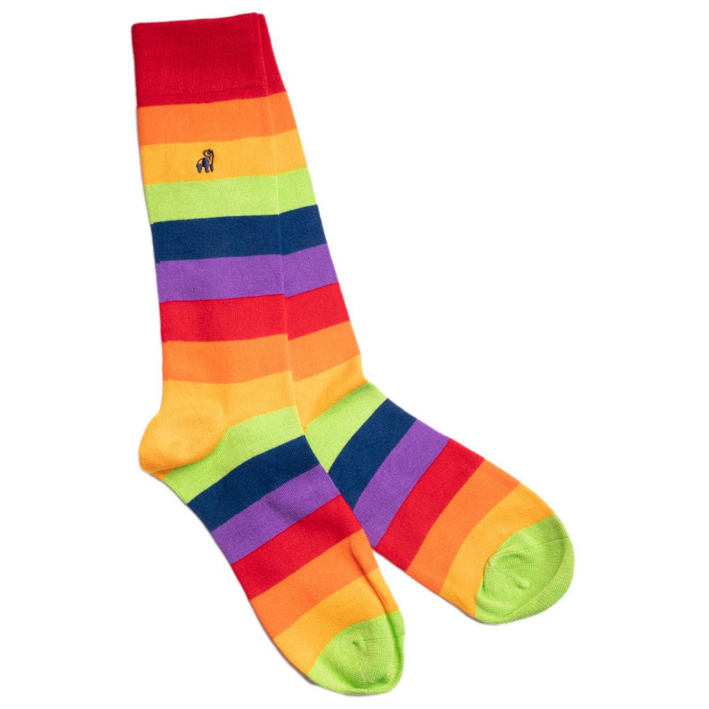 Swole Panda Pride Bamboo Socks – Colorful Striped Sustainable Footwear