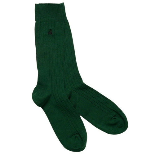 Swole Panda Racing Green Bamboo Socks – Ribbed Comfort Cuff for Men