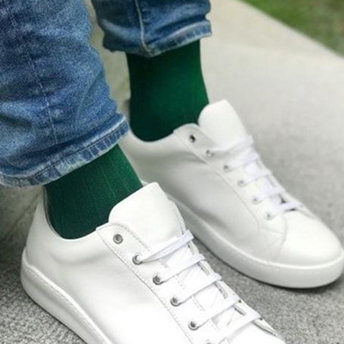 Swole Panda Racing Green Bamboo Socks – Ribbed Comfort Cuff for Men