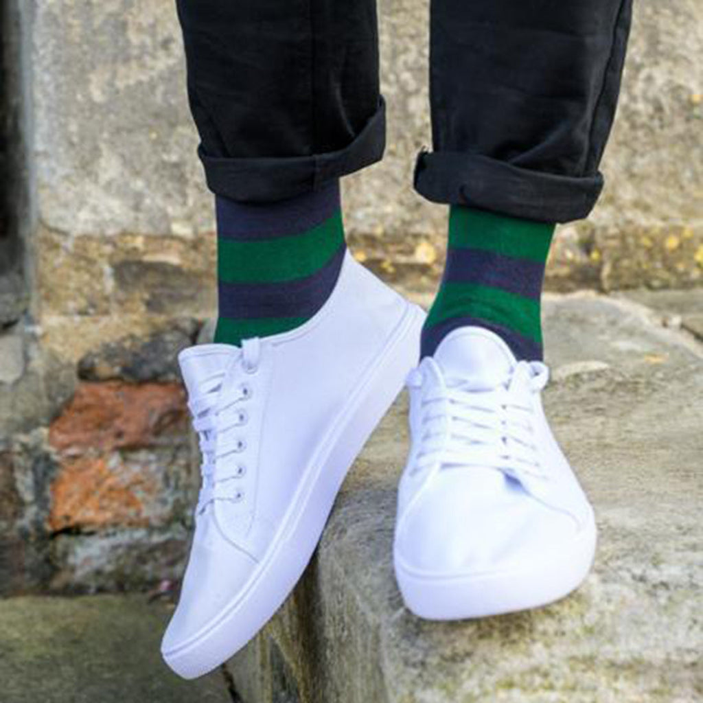 Swole Panda Racing Green Striped Bamboo Socks – Breathable & Soft
