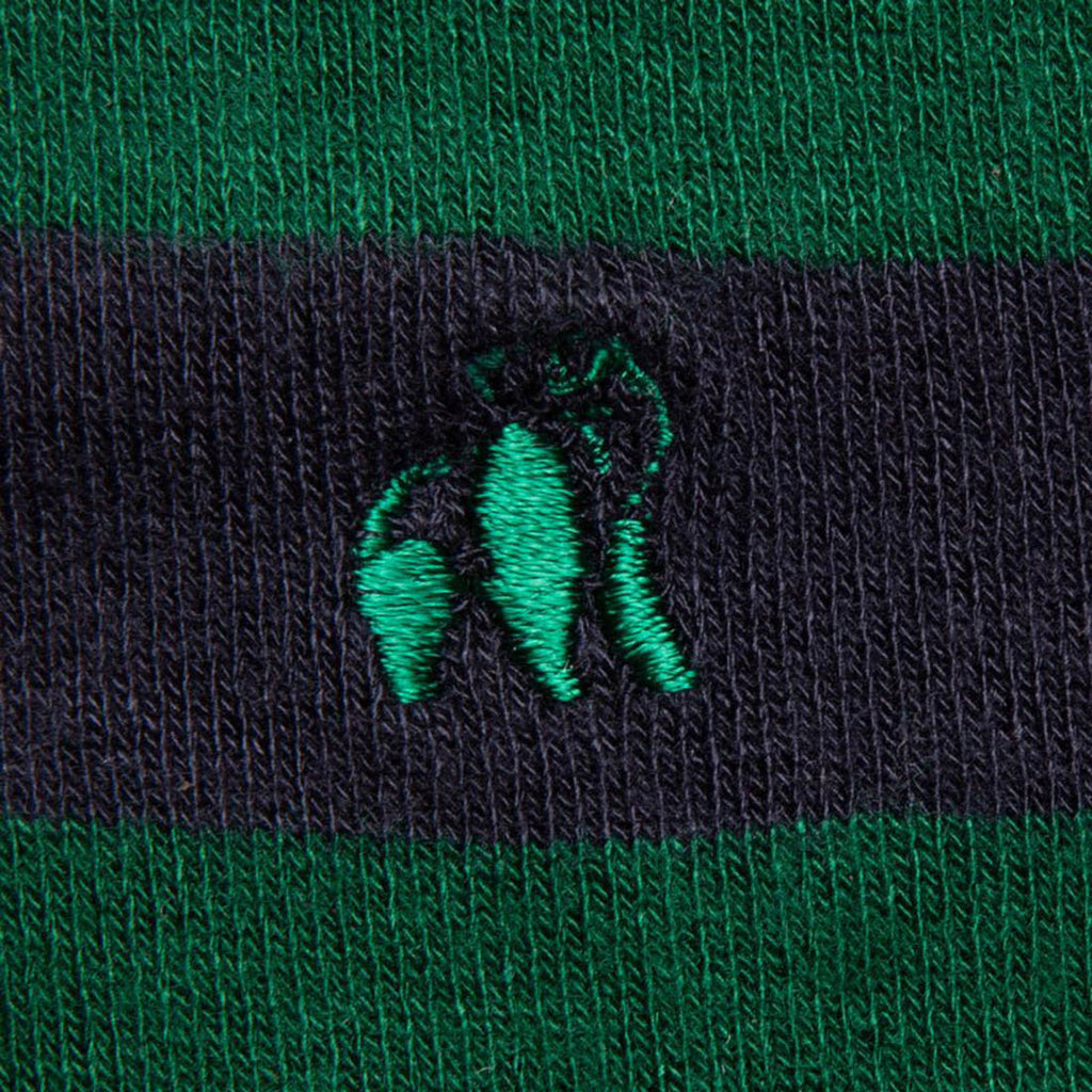 Swole Panda Racing Green Striped Bamboo Socks | Comfort Cuff Diabetics