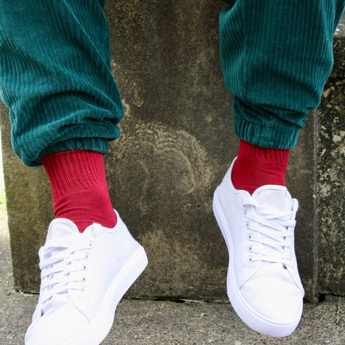 Swole Panda Red Athletic Bamboo Socks – Breathable Striped Crew Socks