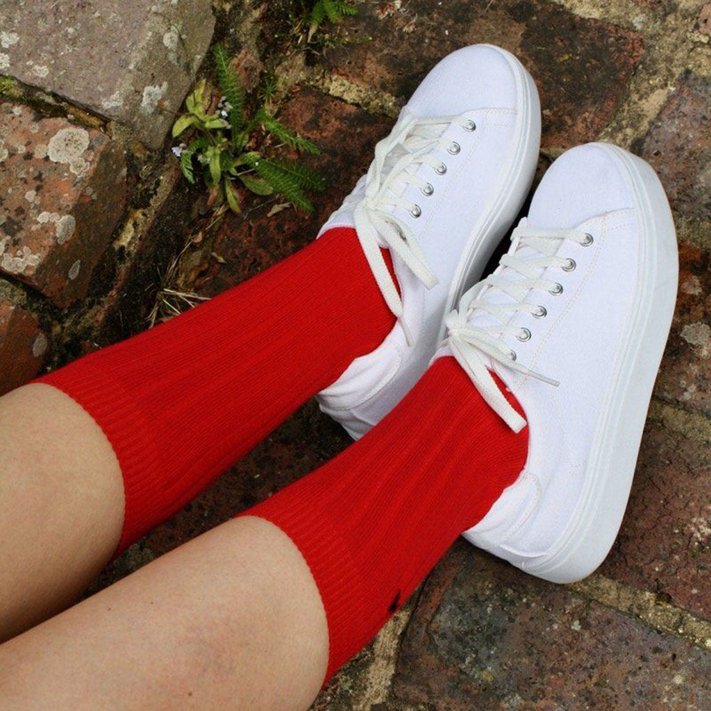Swole Panda Classic Red Bamboo Socks – Breathable Ribbed Sustainable Socks