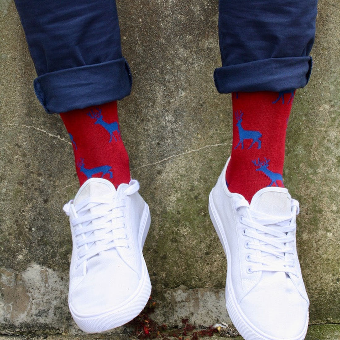 Swole Panda Red Stag Bamboo Socks – Sustainable Men's Animal Print