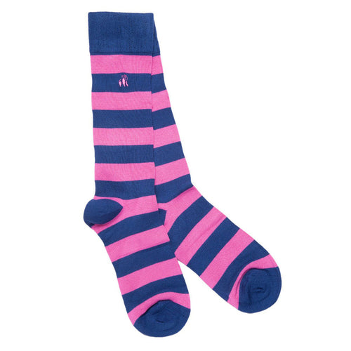 Swole Panda Pink Striped Bamboo Socks – Breathable and Durable