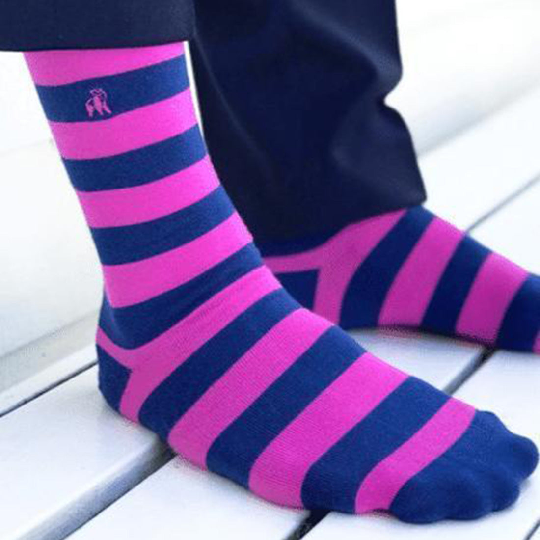 Swole Panda Pink Striped Bamboo Socks – Breathable and Durable