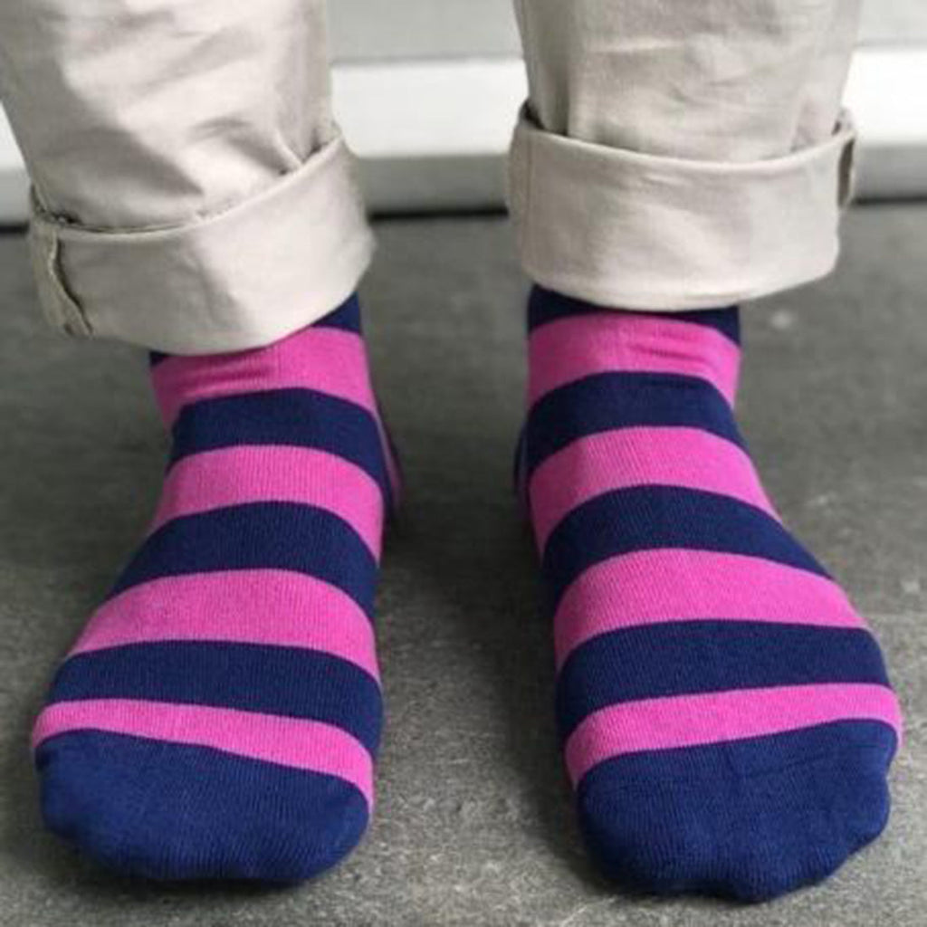 Swole Panda Pink Striped Bamboo Socks – Breathable and Durable