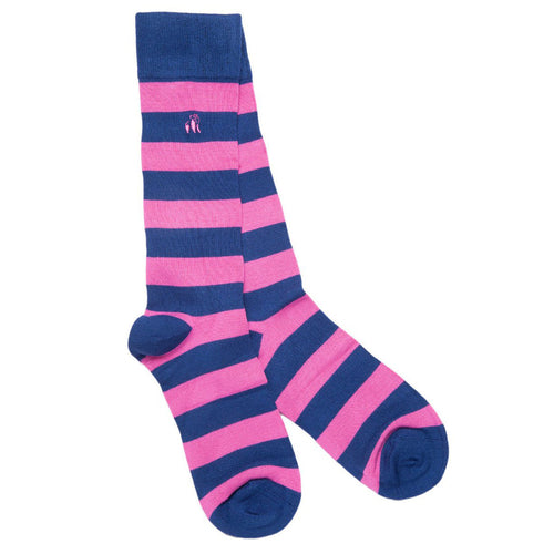 Swole Panda Rich Pink Striped Bamboo Socks – Comfort Cuff for Men