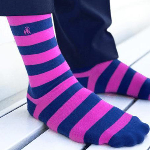 Swole Panda Rich Pink Striped Bamboo Socks – Comfort Cuff for Men