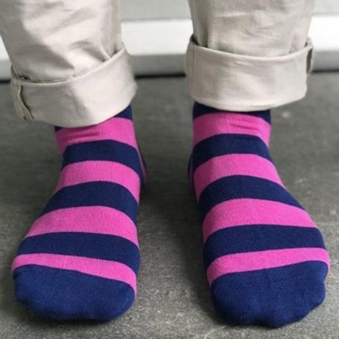 Swole Panda Rich Pink Striped Bamboo Socks – Comfort Cuff for Men