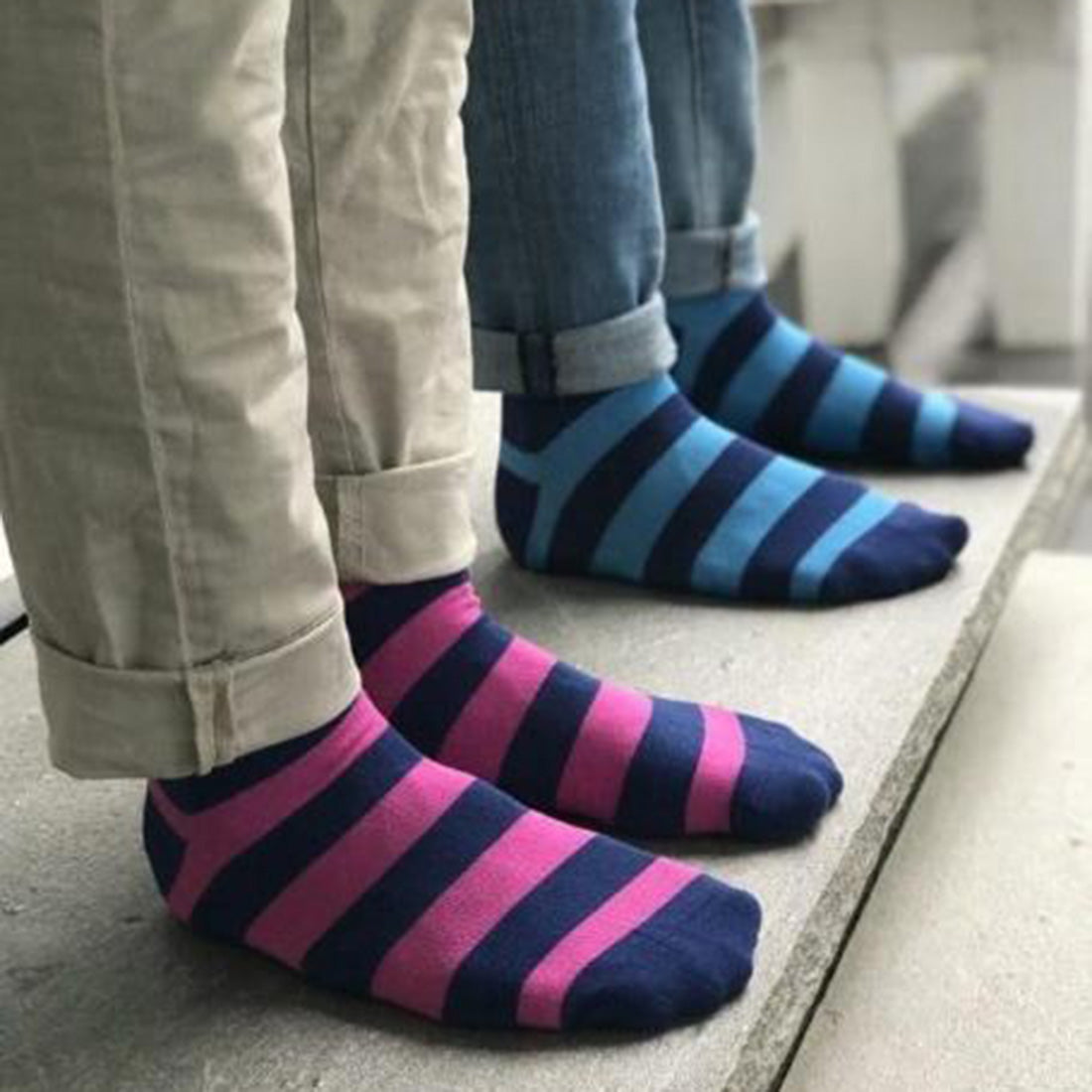 Swole Panda Rich Pink Striped Bamboo Socks – Comfort Cuff for Men