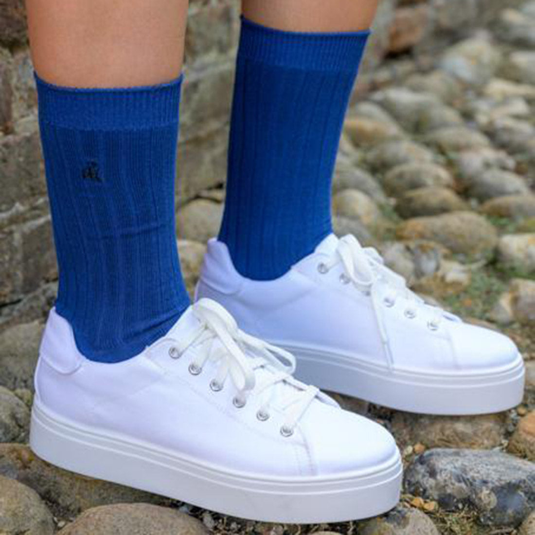 Swole Panda Royal Blue Bamboo Socks – Soft Ribbed Sustainable Hosiery