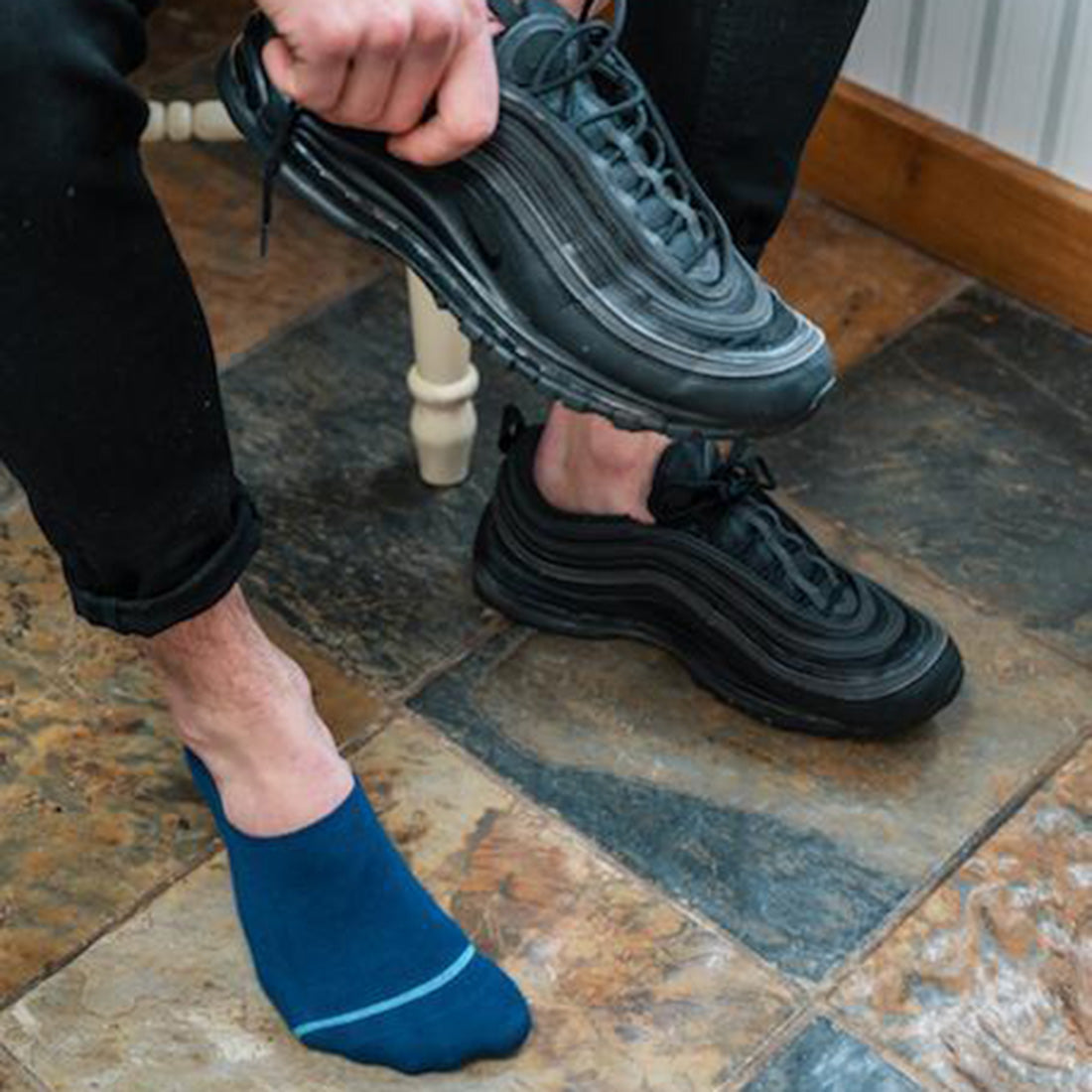 Swole Panda Royal Blue No-Show Bamboo Socks – Breathable Invisible Style