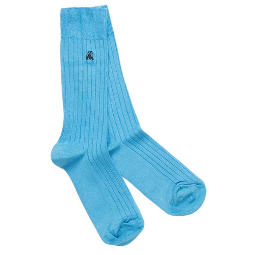 Swole Panda Sky Blue Bamboo Socks – Ribbed Comfort Cuff for Men