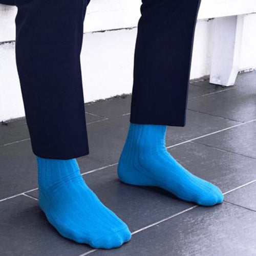 Swole Panda Sky Blue Bamboo Socks – Ribbed Comfort Cuff for Men