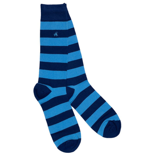 Swole Panda Sky Blue Striped Bamboo Socks – Comfort Cuff Diabetic Friendly