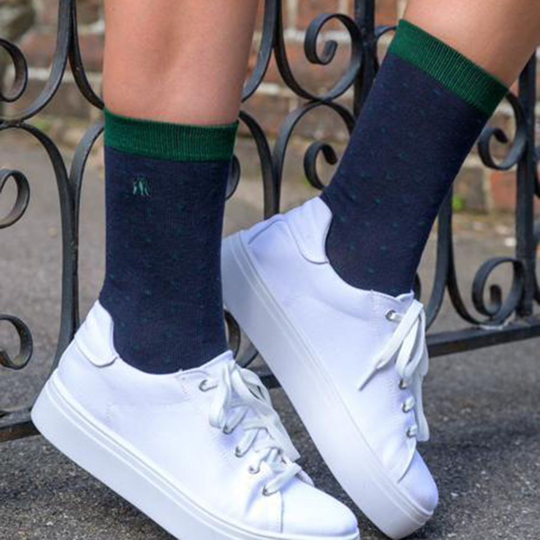 Swole Panda Spotted Navy Bamboo Socks – Breathable & Sustainable