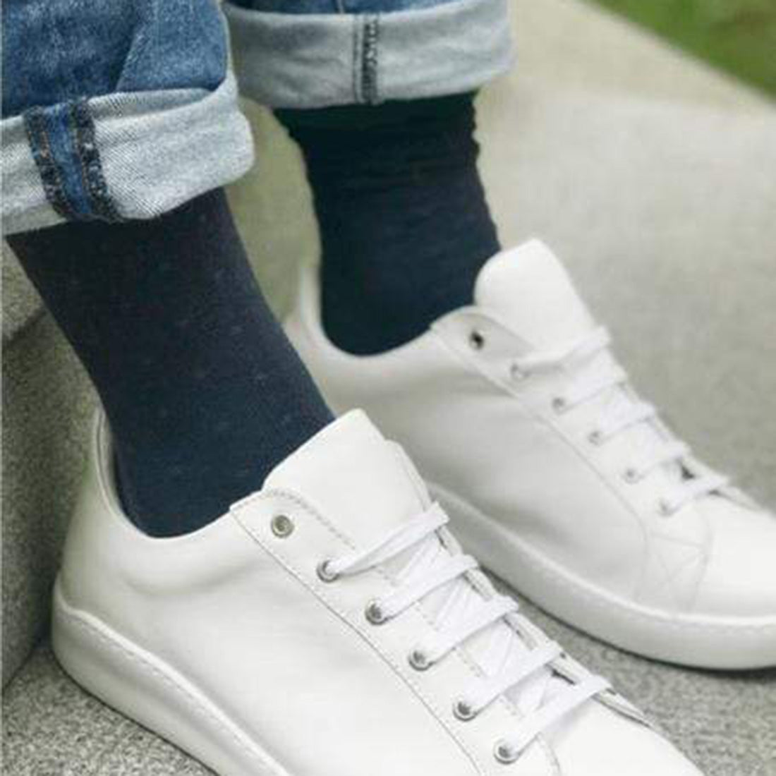 Swole Panda Spotted Navy Bamboo Socks – Diabetic Friendly Comfort Cuff