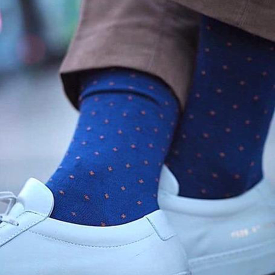 Swole Panda Bamboo Socks – Spotted Orange & Royal Blue Breathable