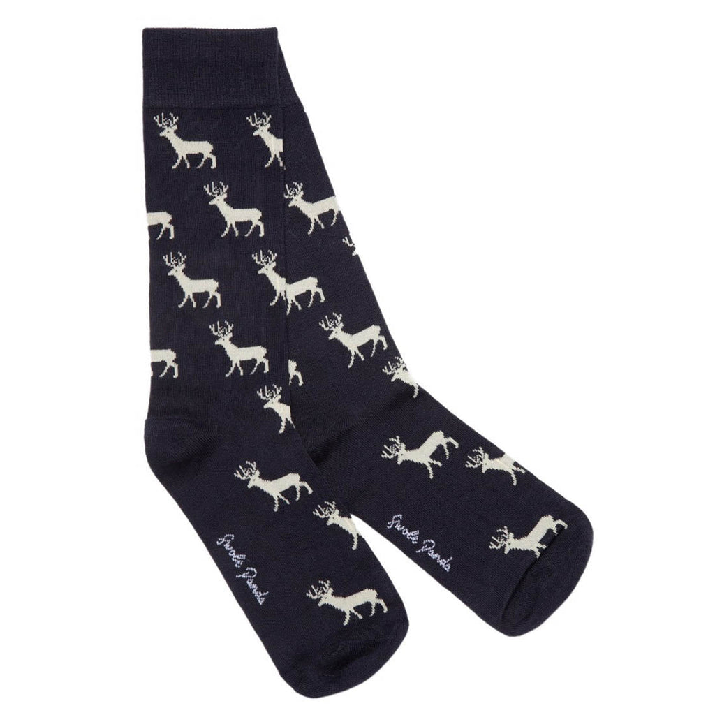 Swole Panda Stag Bamboo Socks – Navy Sustainable Men's Novelty Socks