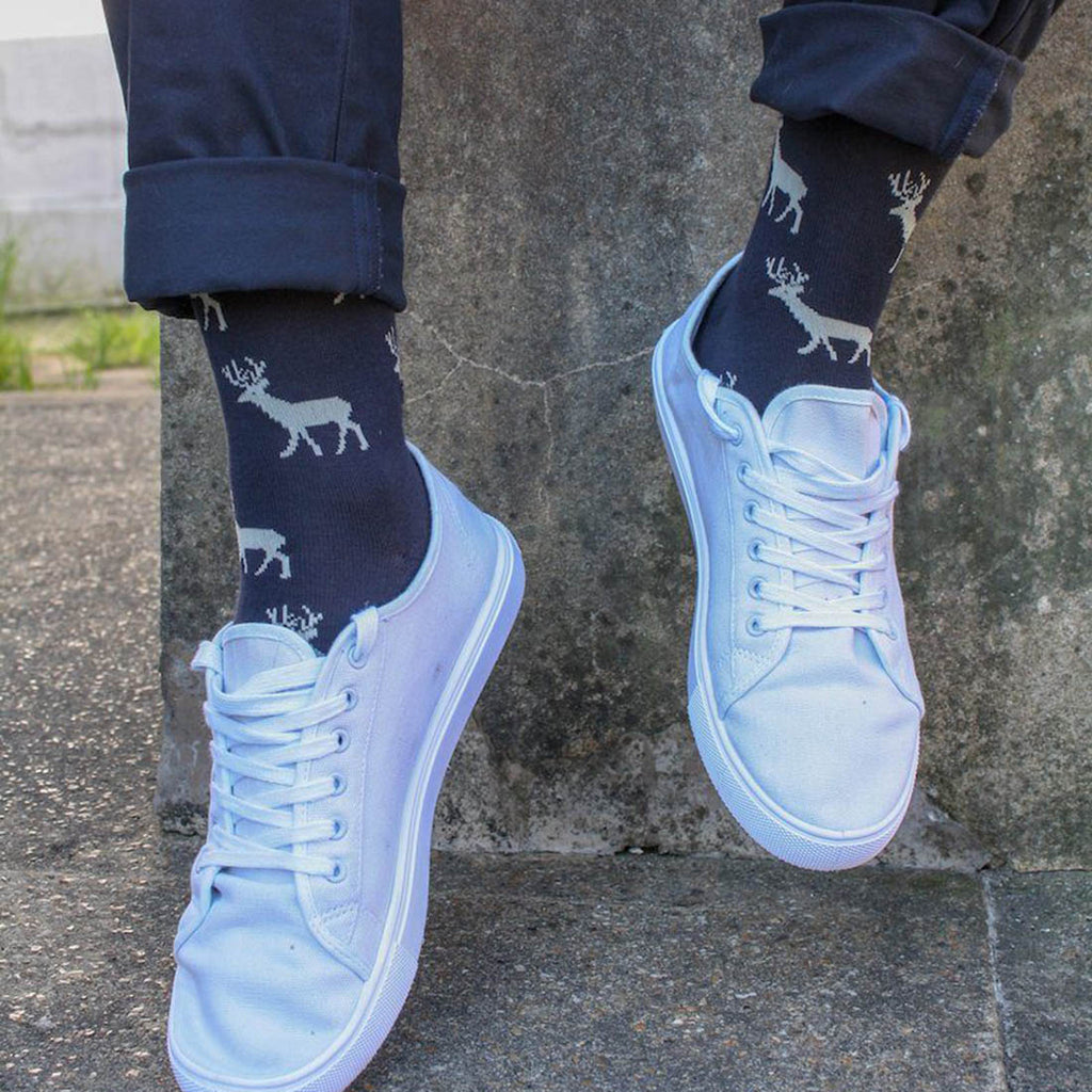 Swole Panda Stag Bamboo Socks – Navy Sustainable Men's Novelty Socks
