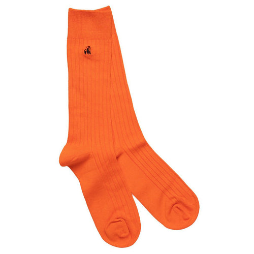 Swole Panda Tangerine Orange Bamboo Socks – Ribbed Comfort Cuff