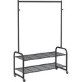 SONGMICS Rolling Clothes Rail | Metal Coat Rack with 2 Mesh Shelves