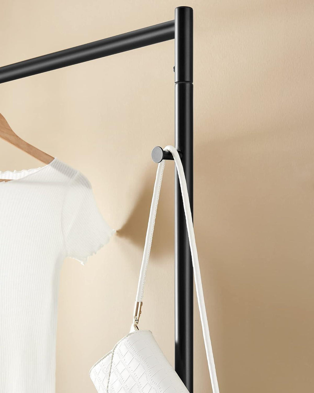 SONGMICS Rolling Clothes Rail | Metal Coat Rack with 2 Mesh Shelves