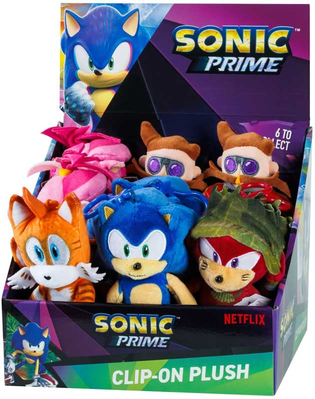 Sonic Prime Clip On Plush Keyring - 15cm Collectible Backpack Toy