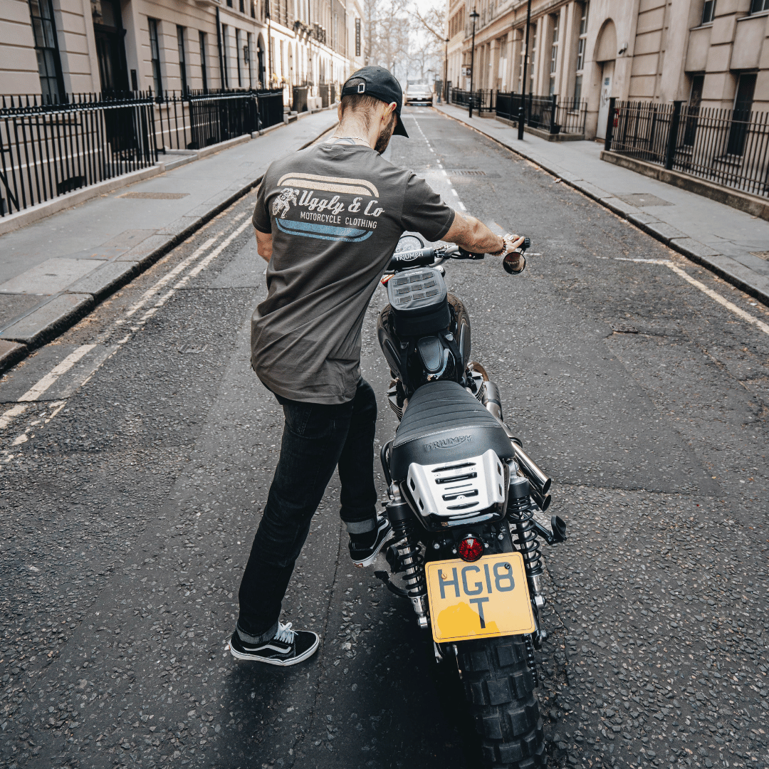 Uggly and Co Olive Flattrack Tee – Heavyweight Cotton Racing Shirt