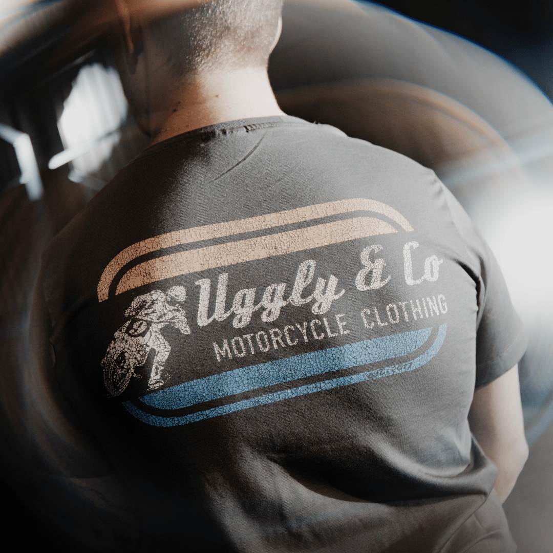Uggly and Co Olive Flattrack Tee – Heavyweight Cotton Racing Shirt