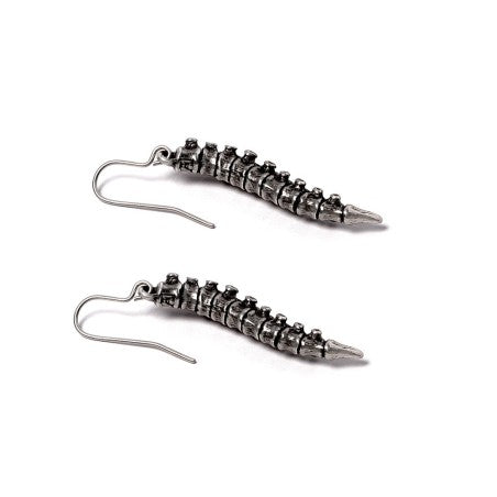 Alchemy Gothic Spine Earrings – Pewter Anatomical Vertebrae Jewelry