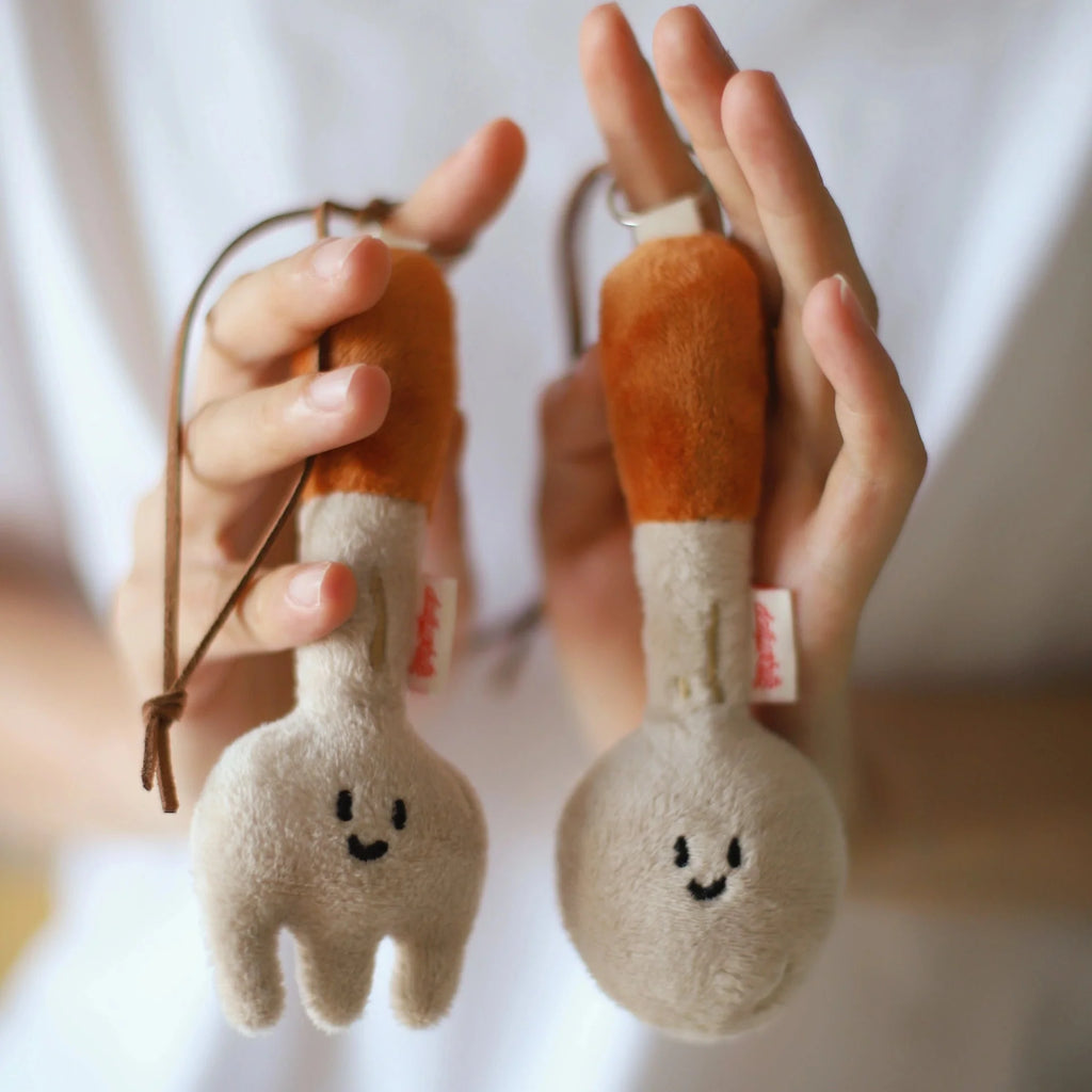 Plush Spoon and Fork Charm Keychain by LuLuFun Studio – Cute Bag Decor