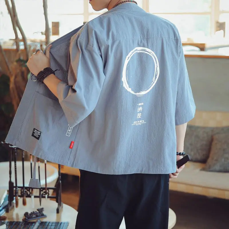Men’s Three-Quarter Sleeve Tang-Inspired Cotton Jacket