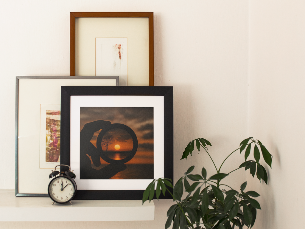 Sunset Through Camera Lens Wall Art – Photography Inspired Scenic Poster