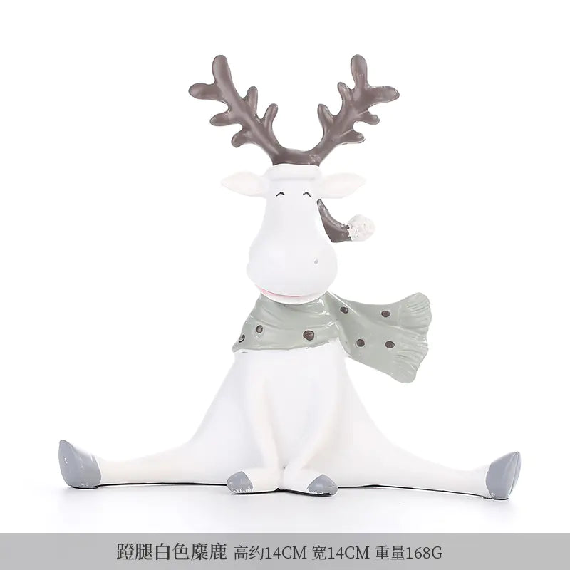 Nordic Elk Decorative Resin Figurine – Pastel Home Ornament (3 Colours)