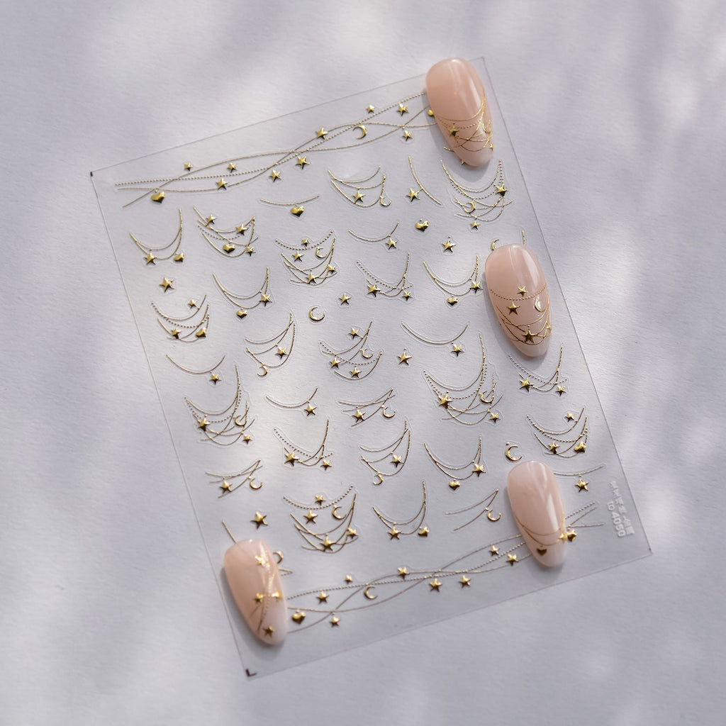 LuLuFun Studio Star Necklace Nail Art Stickers – Ultra-Thin Decals