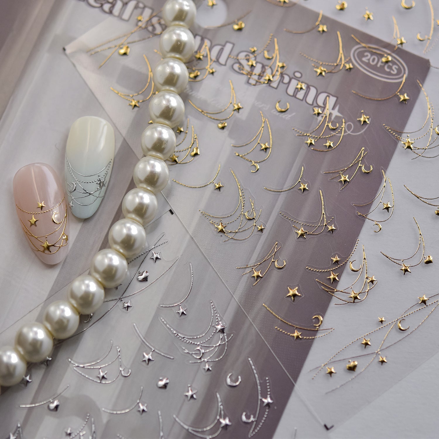 LuLuFun Studio Star Necklace Nail Art Stickers – Ultra-Thin Decals