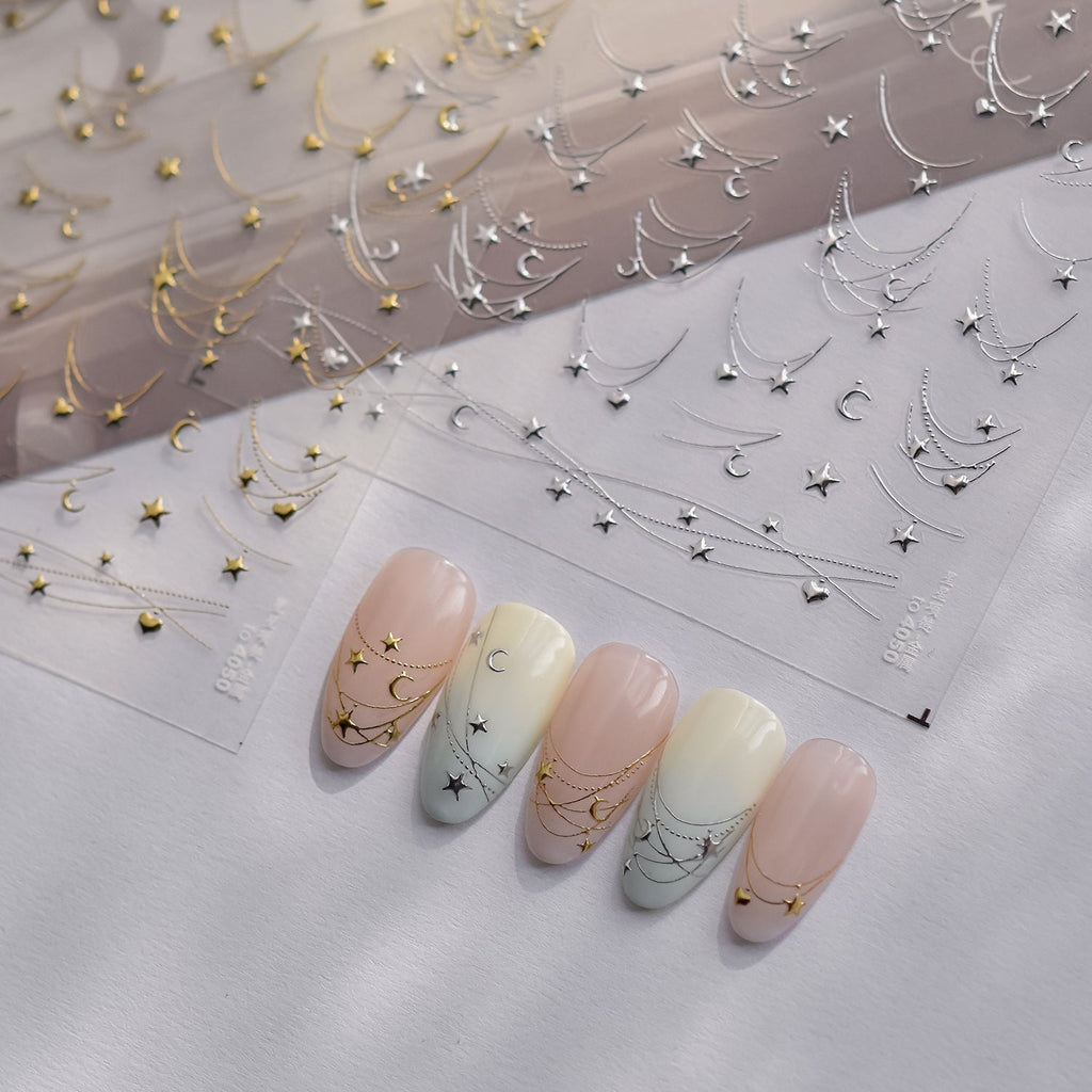 LuLuFun Studio Star Necklace Nail Art Stickers – Ultra-Thin Decals