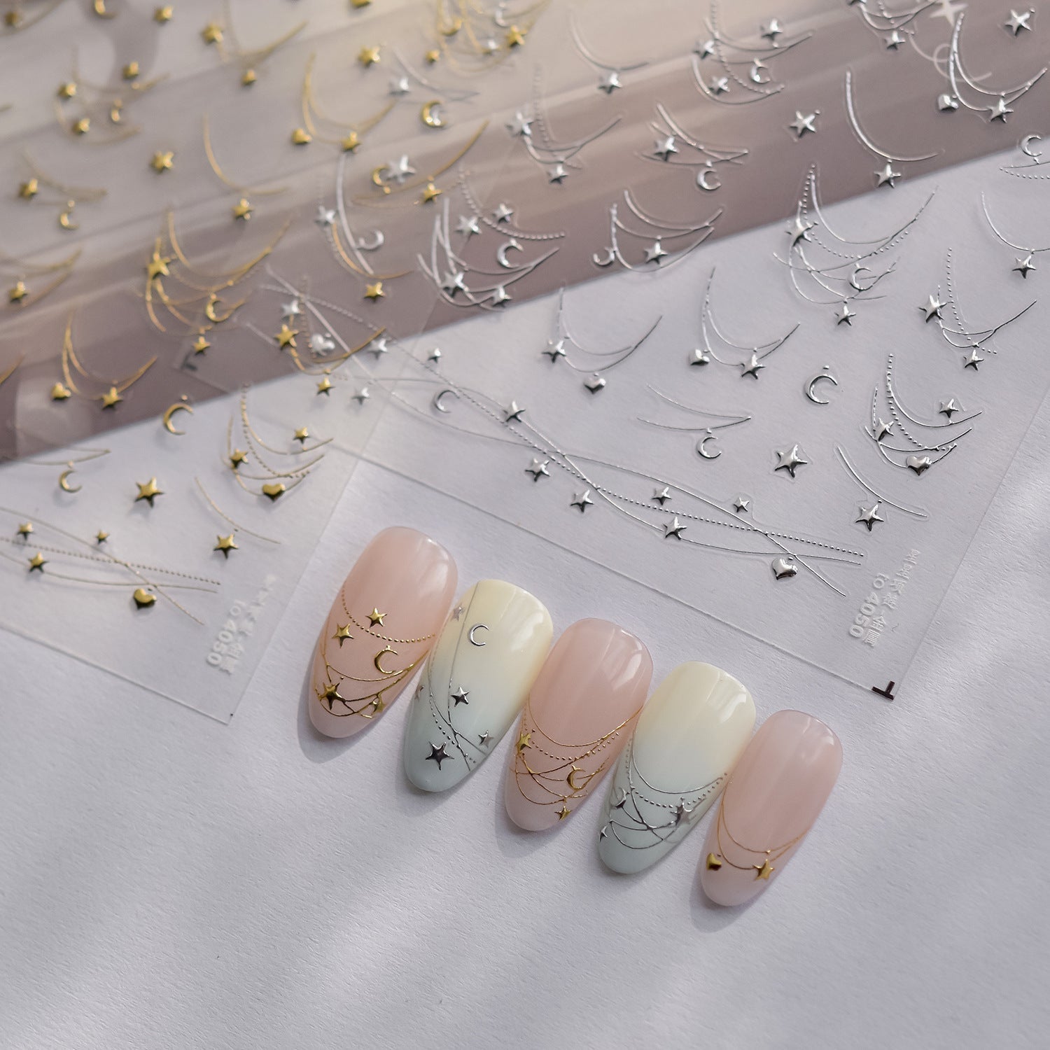 LuLuFun Studio Star Necklace Nail Art Stickers – Ultra-Thin Decals