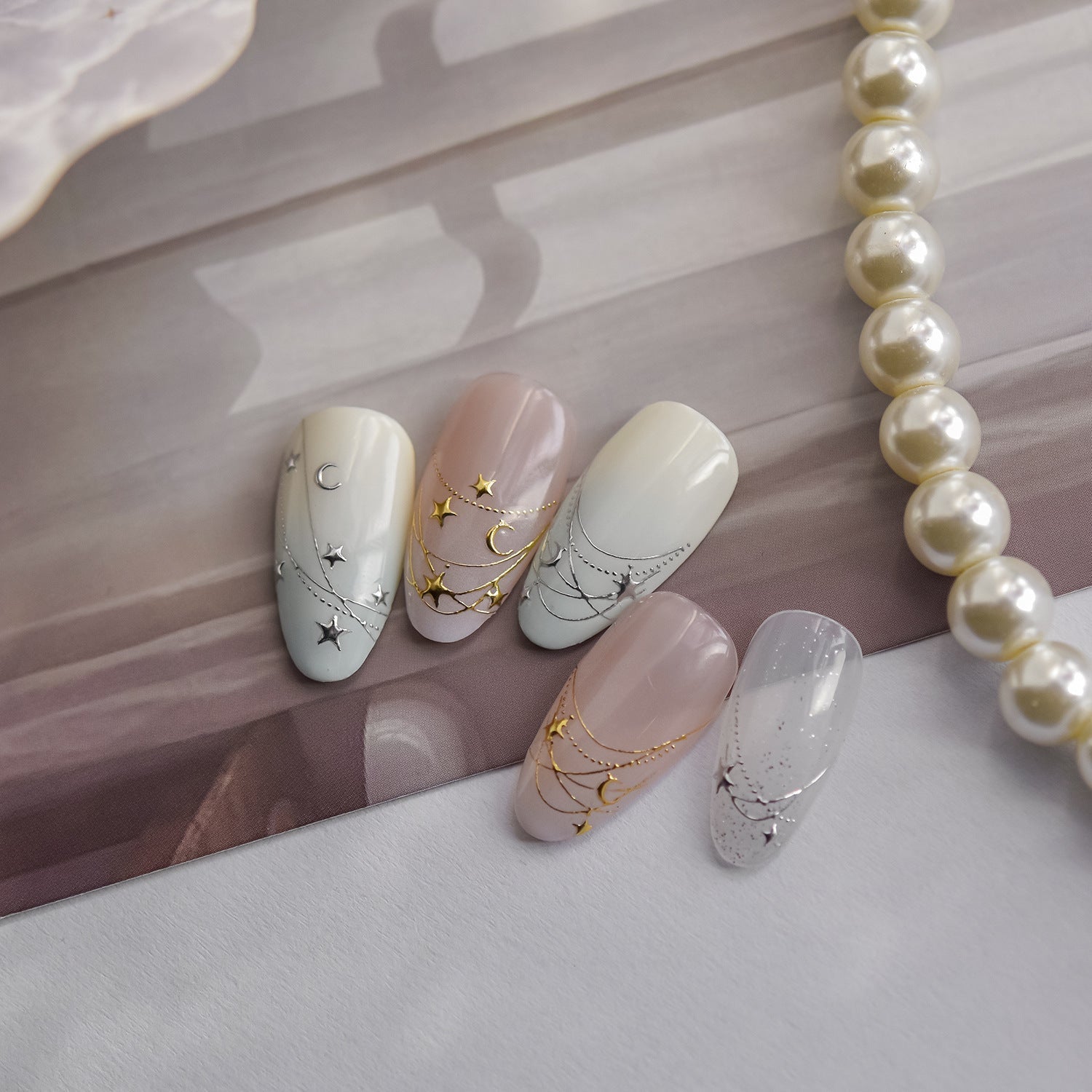 LuLuFun Studio Star Necklace Nail Art Stickers – Ultra-Thin Decals