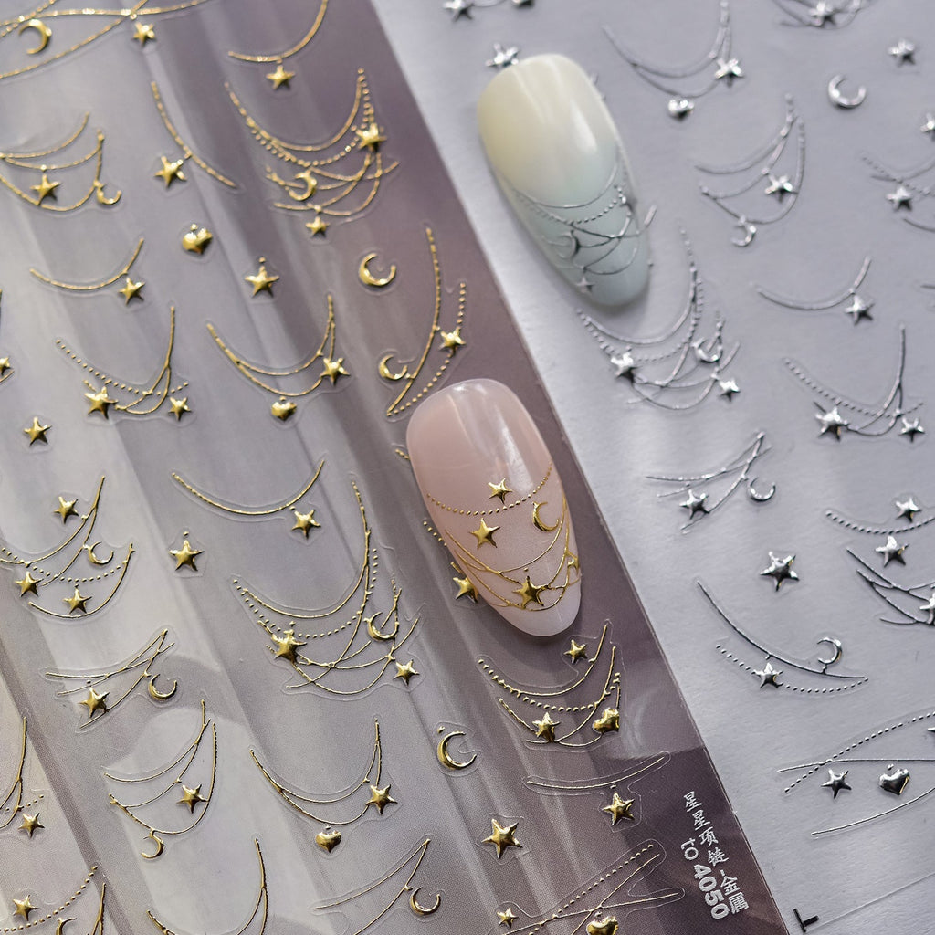 LuLuFun Studio Star Necklace Nail Art Stickers – Ultra-Thin Decals