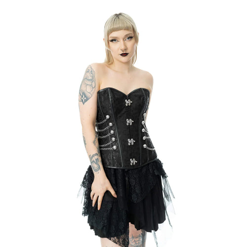 Vixxsin Steam Siren Gothic Steampunk Corset – Black Faux Leather